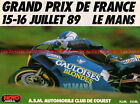 1989 Le MANS Advertising Grand Prix de France Poster Advertising #00253