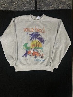 Suéter Vintage Venice Beach Para Hombre M Gris Medio Estampado Gráfico Cuello Redondo Foto 1 de 4