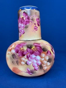 Victorian Style Tumble Up Pottery Bedside Carafe Hand Painted Grapes Cottagecore - Bild 1 von 17