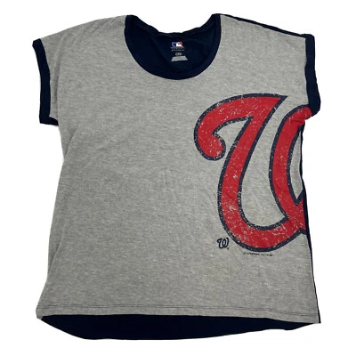 Camisa de los Nacionales de Washington para mujer L azul gris manga corta cuello redondo MLB NUEVA Foto 1 de 4
