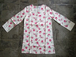 NUEVAS Colecciones ETC Camisa de Noche con Borde Satén Mediana Botones Floral Algodón LEER - Imagen 1 de 10