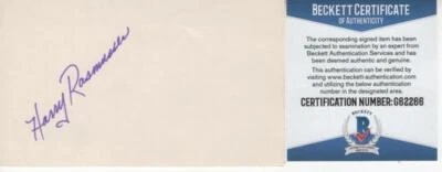 HARRY RASMUSSEN ST. LOUIS CARDINALS SIGNED 3X5 INDEX CARD BECKETT G62266 - Image 1 of 2