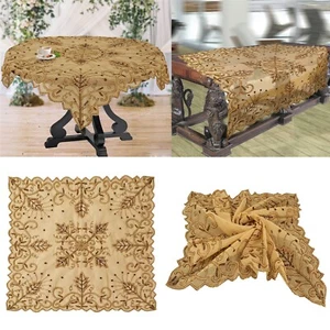 Sanskriti Hand Beaded Cream Table Cover Net Tapestry Ethnic Home Decor Ooak - Picture 1 of 6