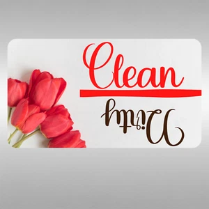 Geschirrspüler Magnet Clean Dirty Schild Geschirr Küche Flip Turn bunte Tulpen - Bild 1 von 3