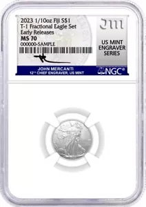 2023 Fiji 1/10 oz Type 1 Silver Eagle NGC MS70 Early Releases Mercanti Signature - Picture 1 of 2