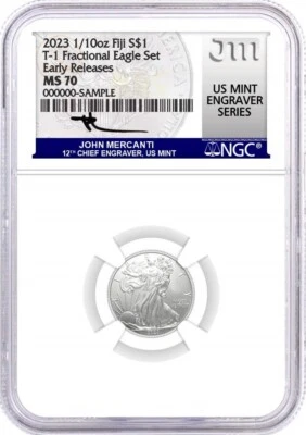 2023 Fiji 1/10 oz Type 1 Silver Eagle NGC MS70 Early Releases Mercanti Signature - Image 1 of 2