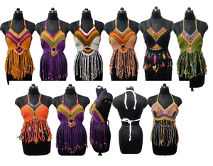 Assorted Lot 5pc Indian crochet fringe boho top Gypsy Bohemian Backless Top - Picture 1 of 8
