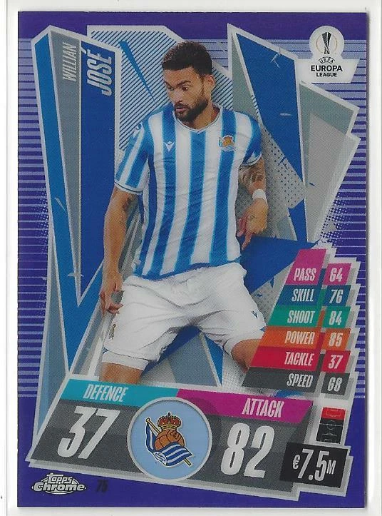 2020-21 Topps Chrome Match Attax Willian Jose Purple Refractor 299 Real Sociedad - Image 1 of 1