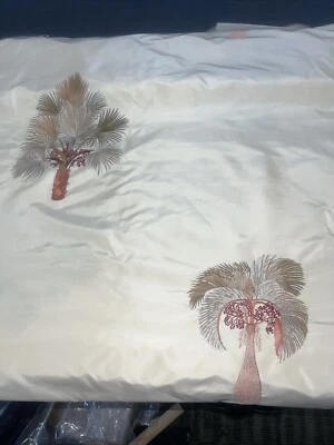 100% SILK Palm Tree EMBROIDERED SILK DRAPERY UPHOLSTERY FABRIC Sold by the yard - Image 1 of 4