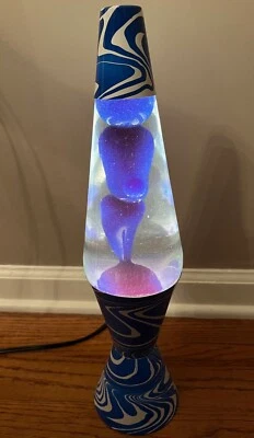 Vintage 1990s PSYCHEDELIC LAVA LAMP 16.5" Blue Swirl Base Electric Works! - Image 1 of 4