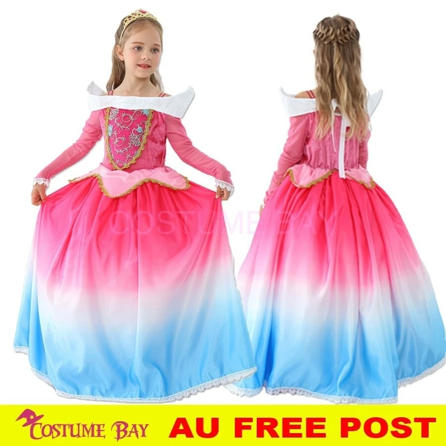 Deluxe Girls Sleeping Beauty Princess Aurora Fancy Dress Gown Cosplay Costume AU - Image 1 of 1