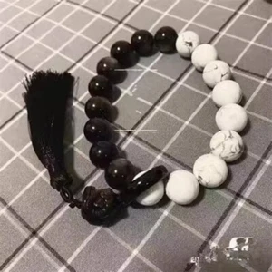 Panzhu Handstring Obsidian Prayer Bead Hand Twisted Ancient Style Bracelet - Picture 1 of 8