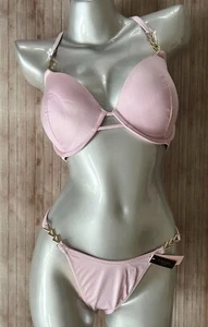 Nwt Victorias Secret Chain Strap Top 36DD & Chain Strap Bottom M 2 Pc Bikini - Picture 1 of 13