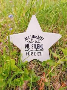 Stern aus Beton mit Schriftzug Grabschmuck Trauer Gedenken Vermissen Gedenkstein - Bild 1 von 2
