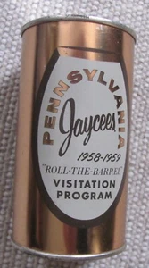 1958-1958 Ballantine JAYCEES Roll The Barrel Bank Top Beer Can Pennsylvania 12oz - Picture 1 of 7
