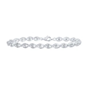 Sterling Silver Womens Round Diamond Fashion Bracelet .03 Cttw - Picture 1 of 2