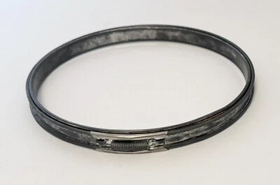 Round Metal Embroidery Hoop Cork Lined Spring Tension Vintage Patina Rust 6 Inch - Image 1 of 4