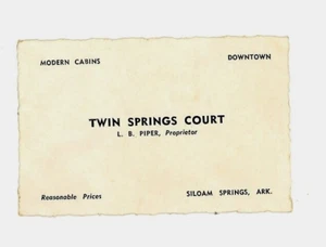 c1930s-40s Twin Springs Court L B Piper Proprietor Business Card Photo Car 2Side - Picture 1 of 5