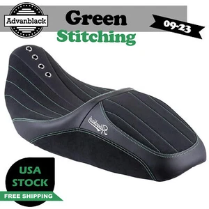 Advanblack "SIK Baggers" Green Stitching Seat For 2009-2023 Harley Touring - Picture 1 of 10