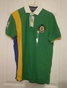 Tommy Hilfiger Men's Short Sleeve Polo Shirt Sz Medium Green Brazil MSRP $89.50 - Picture 1 of 13