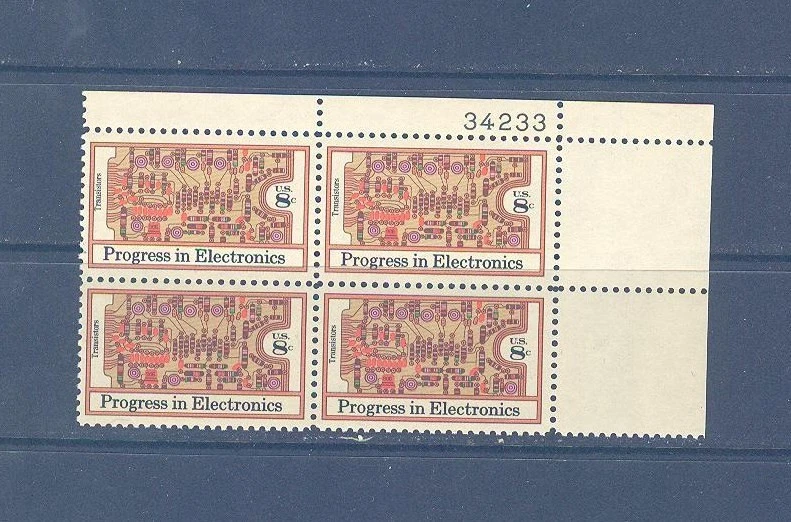US USA Sc# 1501 MNH FVF PLATE# BLOCK Transistor Printed Circuit Board Electronic - Image 1 of 1