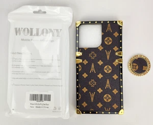 iPhone 14 Pro Max Ring Case Brown Gold Studded Wollony Phone Accessories NEW - Picture 1 of 4