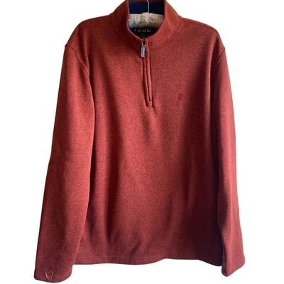 Suéter Pullover IZOD Grande Hombre 1/4 Cremallera Manga Larga Naranja Quemado  Foto 1 de 4