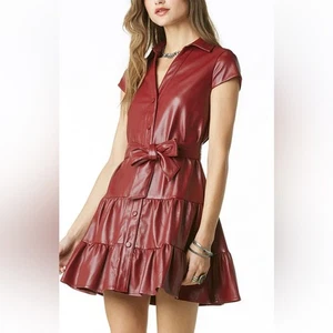 TART Viola vegan leather dress burgundy size M - Picture 1 of 16