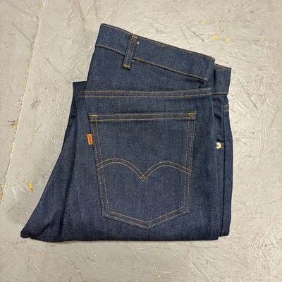 Vintage Anos 70 Anos 80 Levi’s 505 Aba Laranja Estoque Morto Feito Nos EUA Denim Cru 34”x32” - Imagem 1 de 4