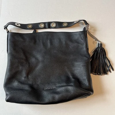 MICHAEL KORS Shoulder Bag Black Leather Silver Hardware Preloved 14x14x4 - Image 1 of 4