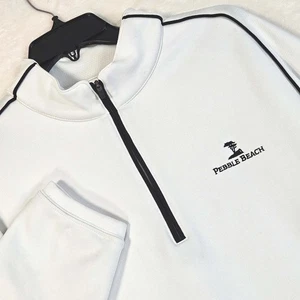 Pebble Beach Golfshirt Herren M weiß 1/4 Zip Pullover Langarm Performance - Bild 1 von 10