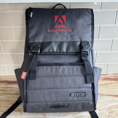 OGIO Apex Rucksack 17" Laptop Gray Backpack Embroidered Red Adobe Logo NEW - Image 1 of 4