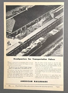 1946 VTG PRINT AD - AMERICAN RAILROADS AD HEADQUARTERS FOR TRANSPORTATION VALUES - Picture 1 of 1