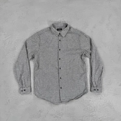Theory Irving Gingham Overdye Cotton Linen Wool Button Up Shirt Fits S-M - Image 1 of 4