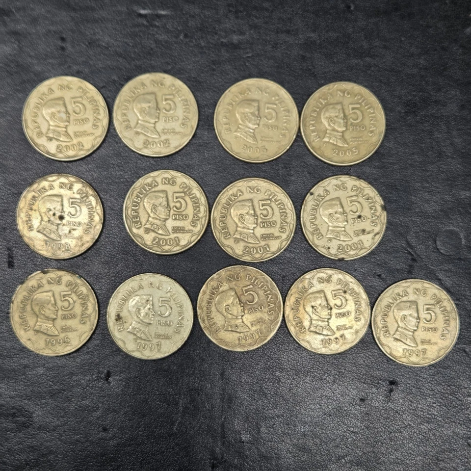 Philippines 5 PISO Coin W/ Revolutionary Emilio Aguinaldo 1996 - 2005 Lot Of 13 - Image 1 of 4