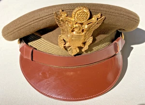 WW2 USAAF OFFICER'S FLIGHT ACE VISOR Hat CAP Size 7 w/ Cavalry Strap - Picture 1 of 10