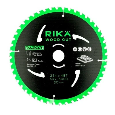 RIKA Mitre Saw Blade 254mm x 48T x 30mm Wood Cut Razor Pro TCT Sharp & Long Life