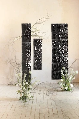 Pailletten-Panel, Quadrate, schwarz, 30x30 cm - Bild 1 von 3