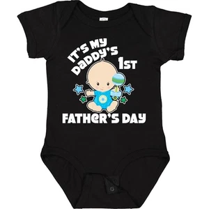 Inktastic Its My Daddys 1st Fathers Day With Baby And Stars Baby Bodysuit Kids - Picture 1 of 5