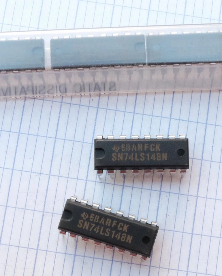 2x Texas Instruments SN74LS148N circuit intégré DIP 16. .