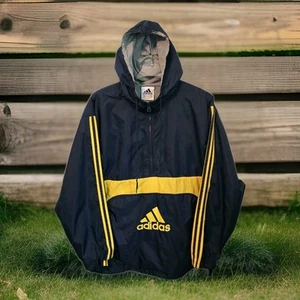 Vtg 90's Adidas Pullover 1/2 Zip Blue Yellow XL Tall Windbreaker Track Jacket - Picture 1 of 14