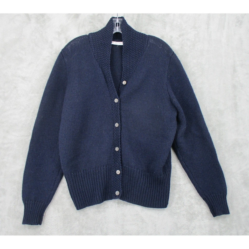 Suéter Vintage Talbots Mujer Grande Lana Cárdigan Chal Cuello Preppy Azul Marino Foto 1 de 4