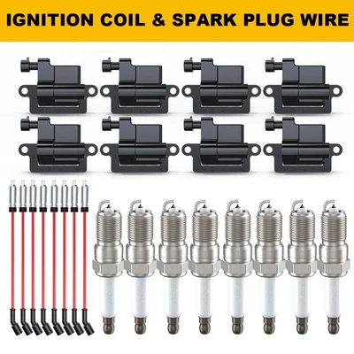 Paquete de 8 bobinas de encendido cuadradas y cables de bujía para GMC Sierra 1500 Classic 2007 Foto 1 de 4