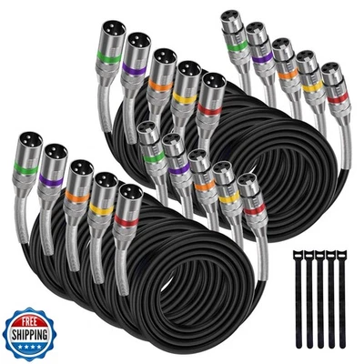 XLR Microphone Cable 25 Ft/10 Pack, Male to Female XLR Speaker Cables for Rec - Image 1 of 4