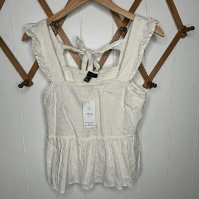 NWT New Look linen blend ivory tank size 6  Ruffle sleeve  - Image 1 of 4