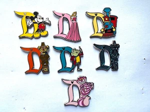 Disney Pin Set of 7 Hidden Mickey Character Disneyland D 2019 Cheshire Aurora - Picture 1 of 1