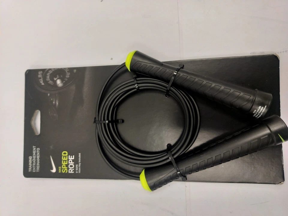 Cuerda de velocidad Nike para entrenamiento cuerda de 9 pies ajustable negra con verde neón  Foto 1 de 1