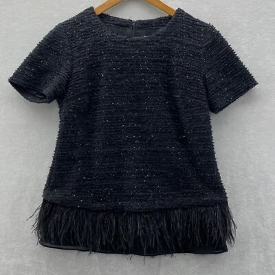 Top Anthropologie Deletta Boucle con plumas negro brillante para mujer XS medios mixtos Foto 1 de 4