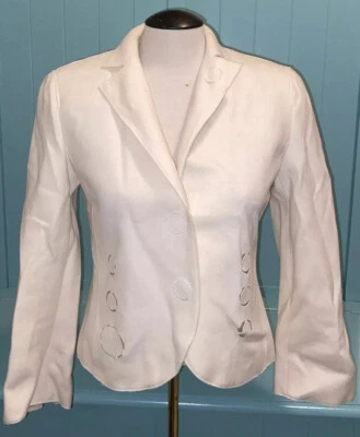 AKRIS PUNTO Ivory Wool Angora Blend Geometric Cut-Out Blazer Jacket 6 - Image 1 of 4
