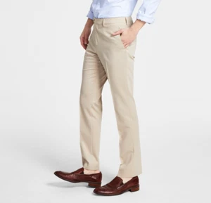NWT DKNY Modern Fit Tan Stretch Washable Flat Front Dress Pants 32 x 30 - Picture 1 of 4